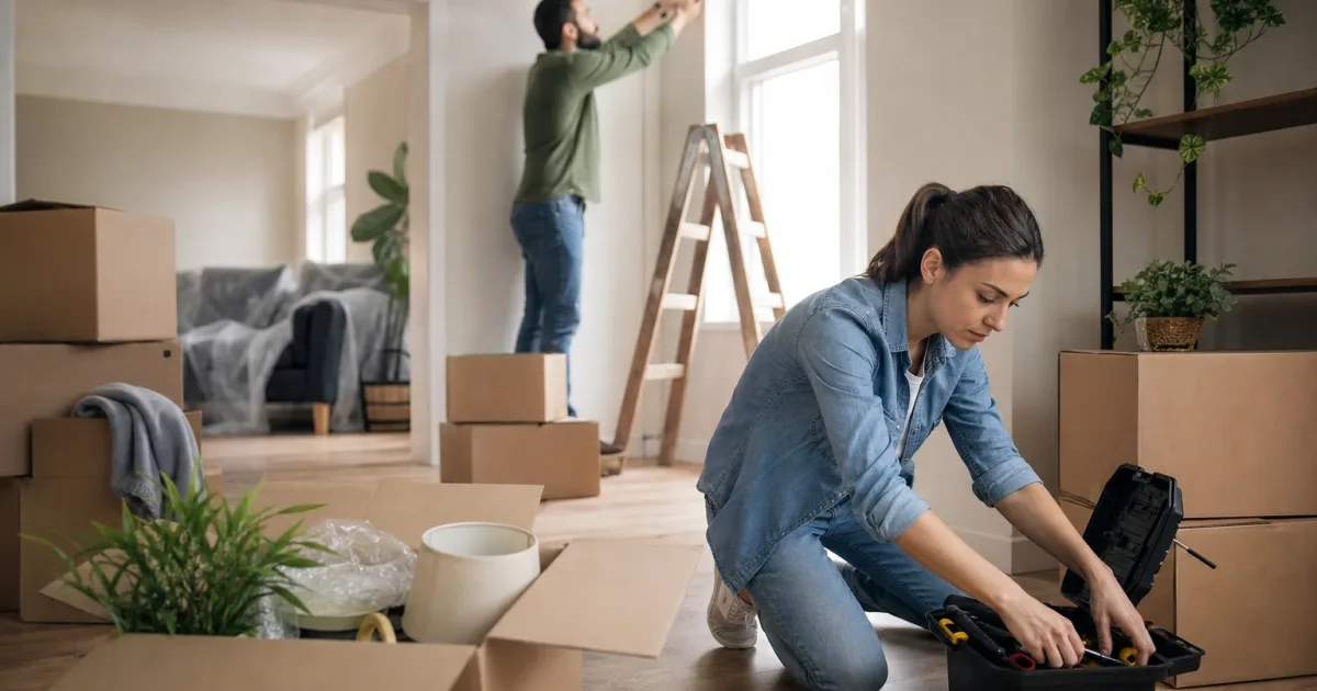 Persona revisando un presupuesto de gastos tras comprar una vivienda